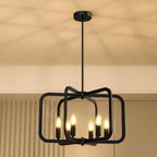 Modern Black Chandelier Light Fixture for Dining Room, Kitchen 6 Light Metal Chandeliers Over Table, Industrial Geometric Chandelier for Living Room, Dining Room Hallway Foyer Light Fixture - Grand Goldman