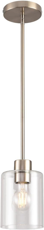 Modern Black Farmhouse Clear Glass Cylinder Pendant Light Fixture,Island Lights for Kitchen,Mini Pendant Lighting for Kitchen Island Decor - 4.75 Inch Shade 58 Inch Cord (Black 2 Pack) - Grand Goldman