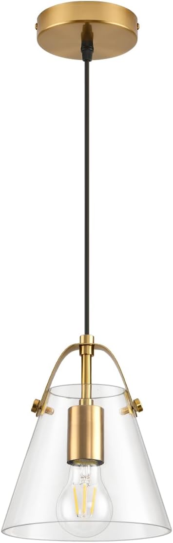 Modern Black Farmhouse Clear Glass Cylinder Pendant Light Fixture,Island Lights for Kitchen,Mini Pendant Lighting for Kitchen Island Decor - 4.75 Inch Shade 58 Inch Cord (Black 2 Pack) - Grand Goldman