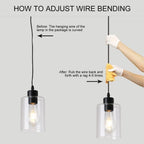 Modern Black Farmhouse Clear Glass Cylinder Pendant Light Fixture,Island Lights for Kitchen,Mini Pendant Lighting for Kitchen Island Decor - 4.75 Inch Shade 58 Inch Cord (Black 2 Pack) - Grand Goldman