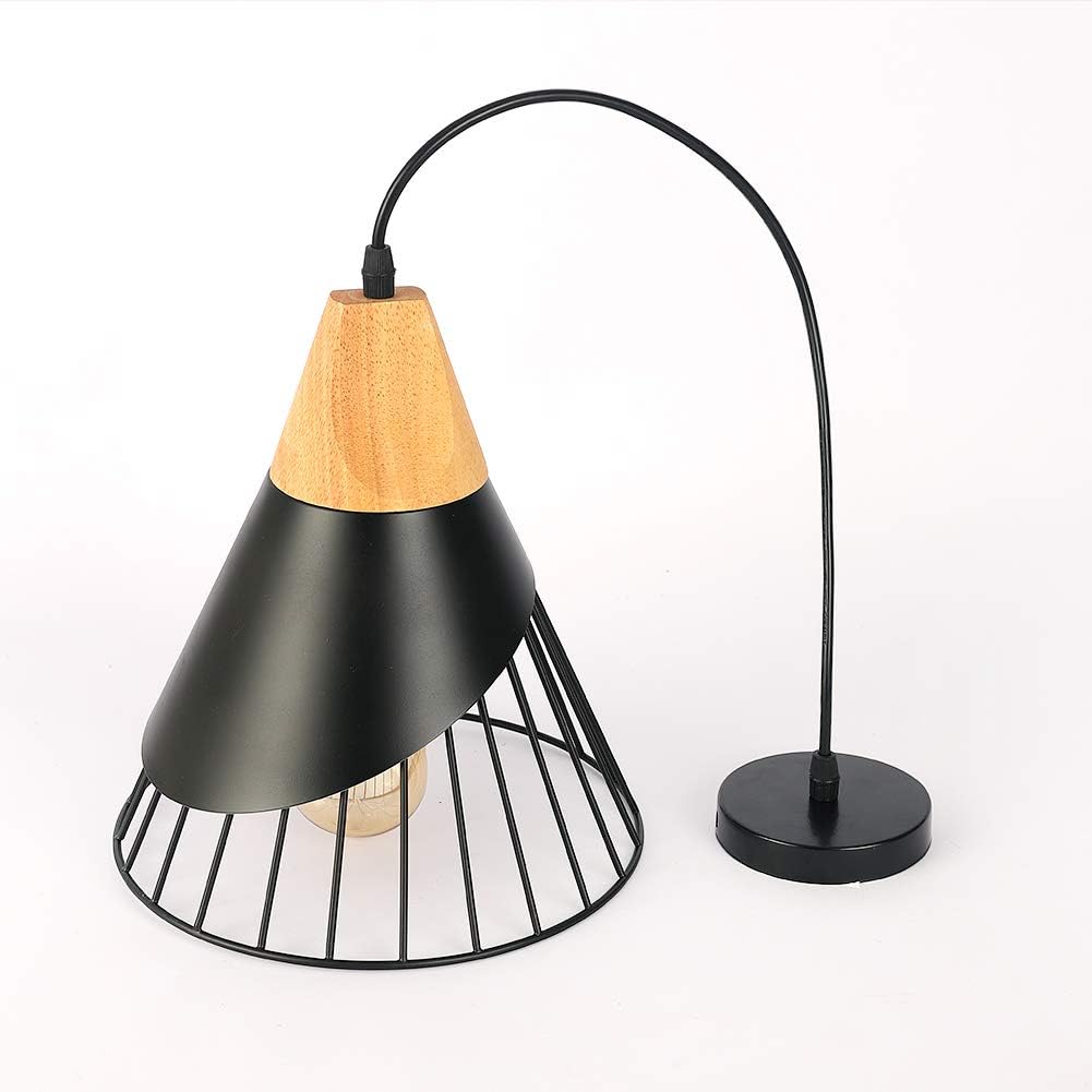 Modern Black Pendant Light Over Kitchen Island, Adjustable Wood Hanging Light Fixture,Industrial Pendant Lighting for Dining Room,Living Room,Bedroom,Hallway,Kitchen,Bar - Grand Goldman