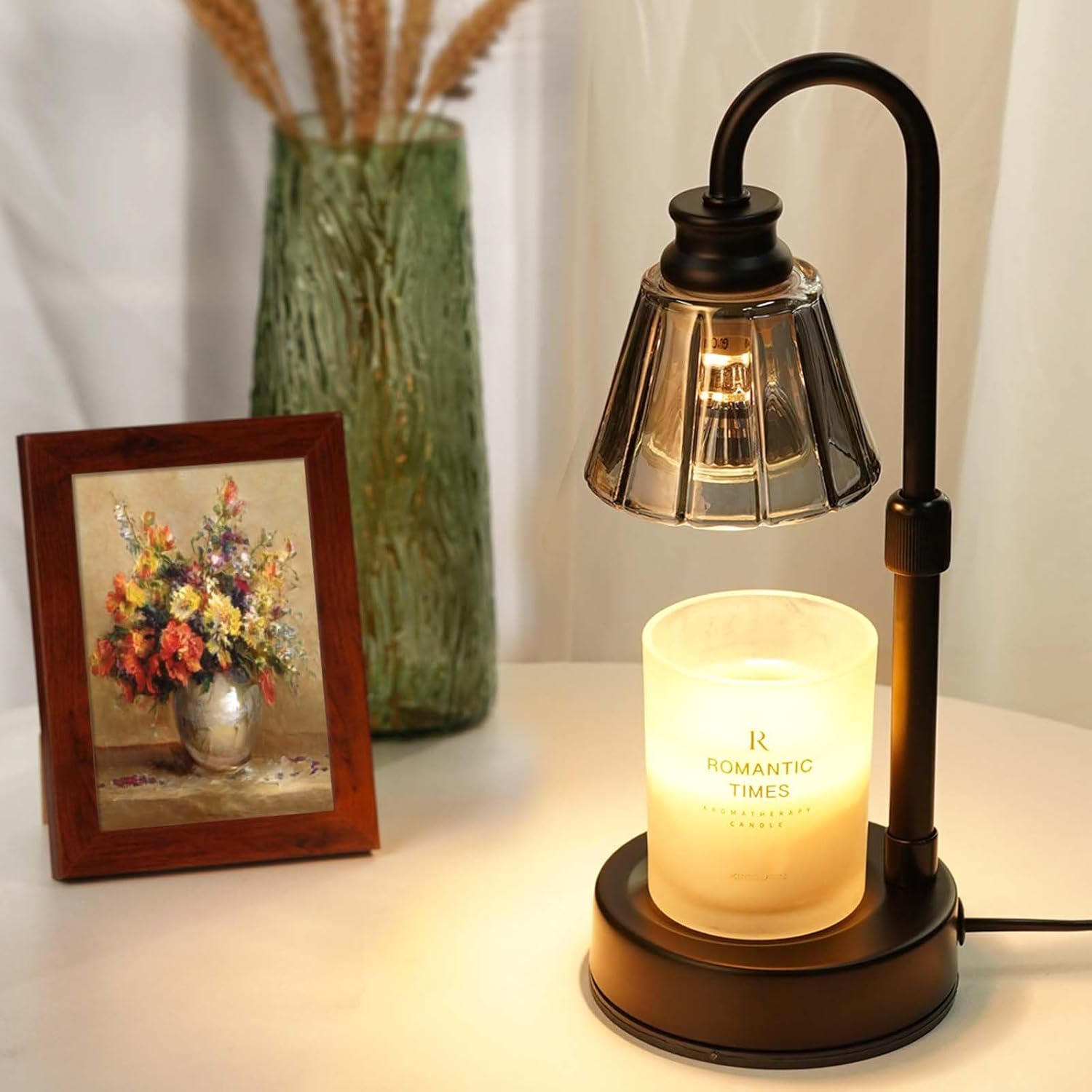 Modern Candle Warmer Lamp with Timer, Adjustable Dimmable Candle Lamp Warmer, Women Gifts for Christmas Xmas, Black Lamp Warmer Gifts for Mom, Men Candle Lamp, Home Decor for Bedroom Living Room Decor - Grand Goldman