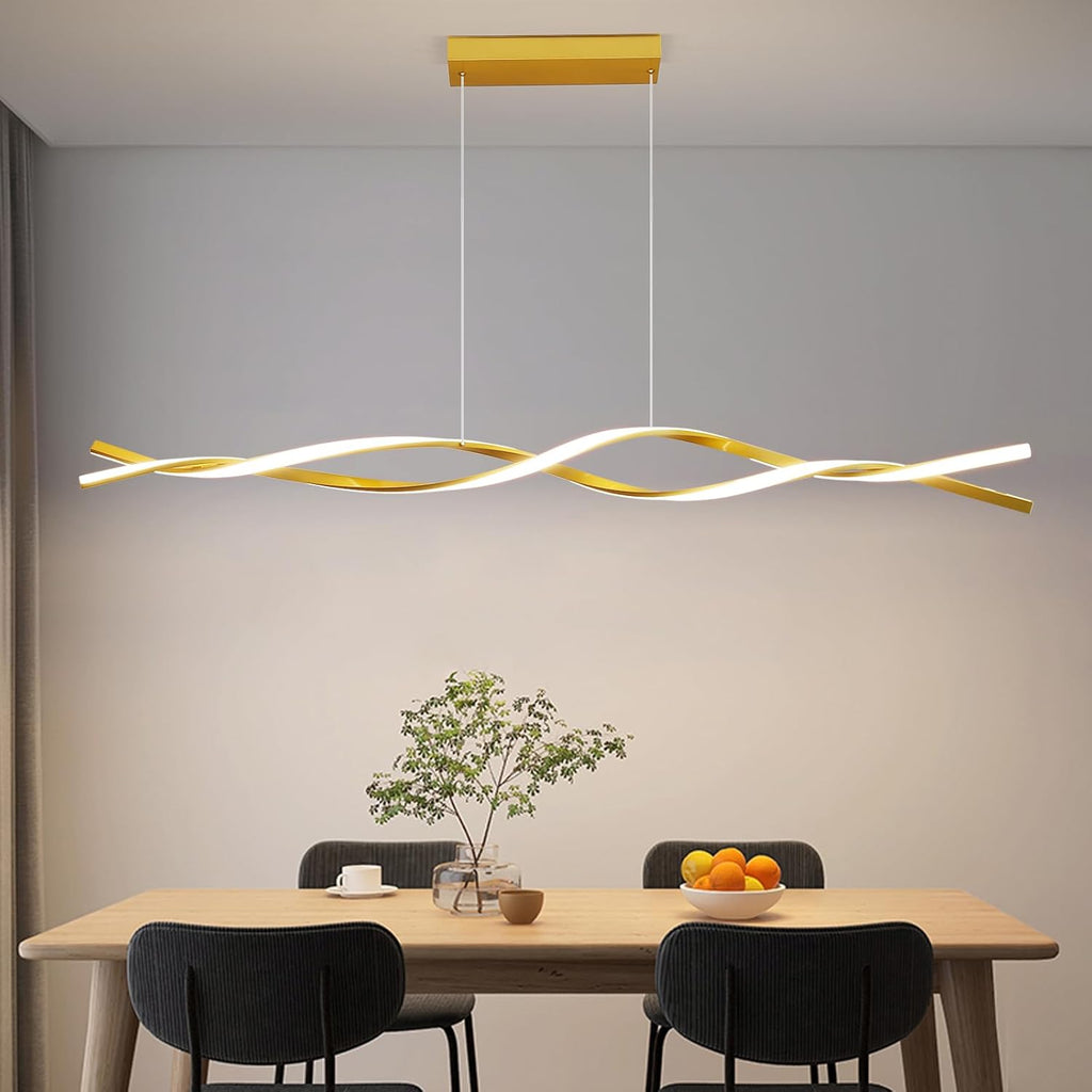 Modern Ceiling Chandelier Light, Acrylic Anti Flicker Pendant Lamp with Remote Control Dimmable 3 Color Mode & Brightness (Warm Cool Neutral Light) for Kitchen Bar Walnut - Grand Goldman