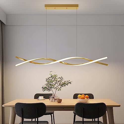 Modern Ceiling Chandelier Light, Acrylic Anti Flicker Pendant Lamp with Remote Control Dimmable 3 Color Mode & Brightness (Warm Cool Neutral Light) for Kitchen Bar Walnut - Grand Goldman