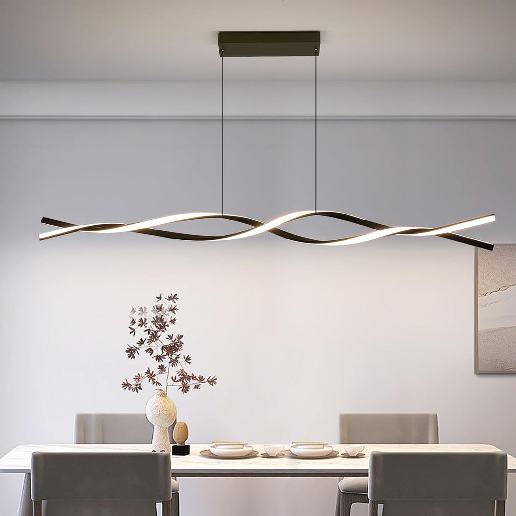 Modern Ceiling Chandelier Light, Acrylic Anti Flicker Pendant Lamp with Remote Control Dimmable 3 Color Mode & Brightness (Warm Cool Neutral Light) for Kitchen Bar Walnut - Grand Goldman