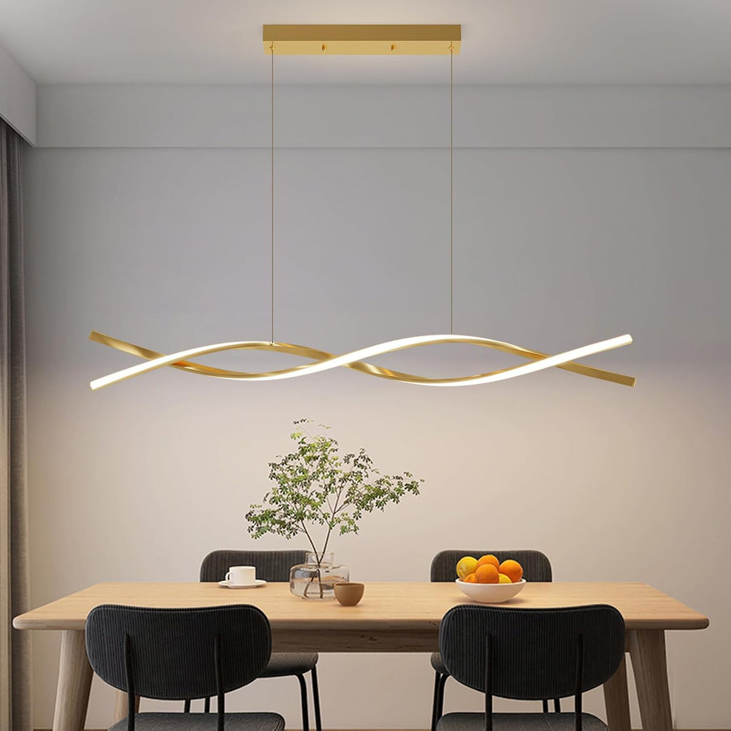 Modern Ceiling Chandelier Light, Acrylic Anti Flicker Pendant Lamp with Remote Control Dimmable 3 Color Mode & Brightness (Warm Cool Neutral Light) for Kitchen Bar Walnut - Grand Goldman