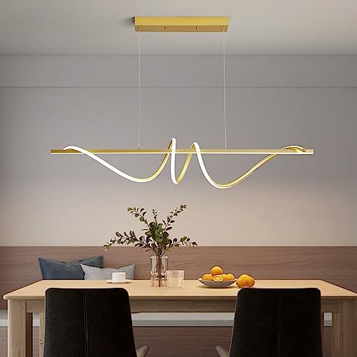 Modern Ceiling Chandelier Light, Acrylic Anti Flicker Pendant Lamp with Remote Control Dimmable 3 Color Mode & Brightness (Warm Cool Neutral Light) for Kitchen Bar Walnut - Grand Goldman