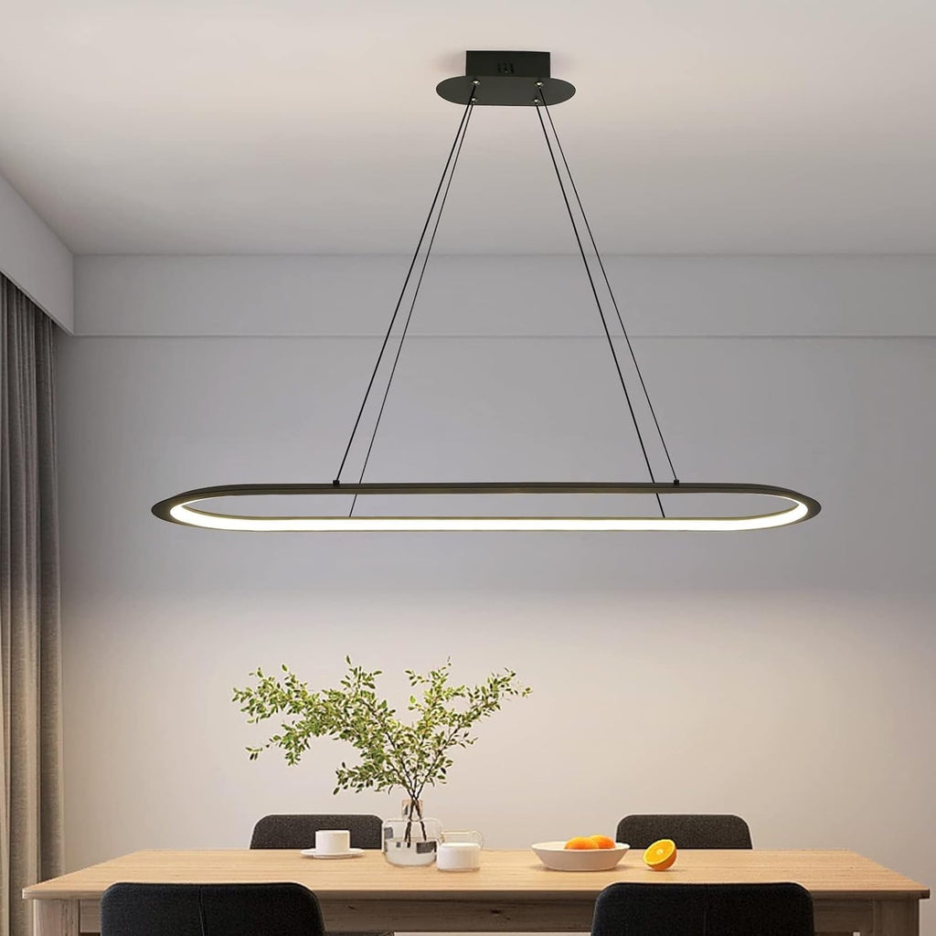 Modern Ceiling Chandelier Light, Acrylic Anti Flicker Pendant Lamp with Remote Control Dimmable 3 Color Mode & Brightness (Warm Cool Neutral Light) for Kitchen Bar Walnut - Grand Goldman