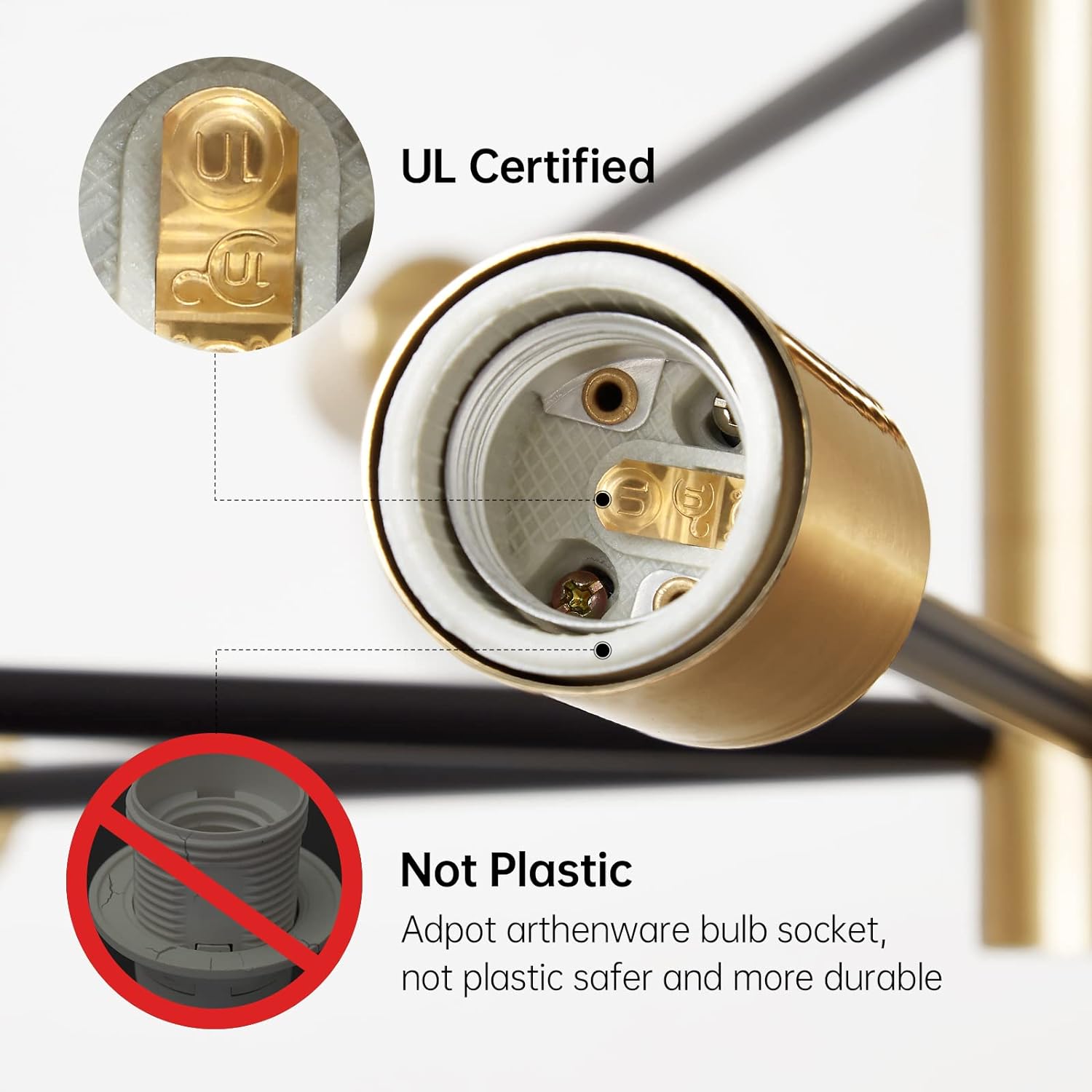 Modern Chandelier Ceiling Light Fixture Sputnik Chandeliers Gold and Black Farmhouse Chandelier Over Table 12-Light Height Adjustable Chandeliers for Dining Room, Living Room,Kitchen Island - Grand Goldman