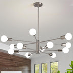Modern Chandelier Ceiling Light Fixture Sputnik Chandeliers Gold and Black Farmhouse Chandelier Over Table 12-Light Height Adjustable Chandeliers for Dining Room, Living Room,Kitchen Island - Grand Goldman