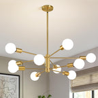 Modern Chandelier Ceiling Light Fixture Sputnik Chandeliers Gold and Black Farmhouse Chandelier Over Table 12-Light Height Adjustable Chandeliers for Dining Room, Living Room,Kitchen Island - Grand Goldman
