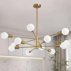 Modern Chandelier Ceiling Light Fixture Sputnik Chandeliers Gold and Black Farmhouse Chandelier Over Table 12-Light Height Adjustable Chandeliers for Dining Room, Living Room,Kitchen Island - Grand Goldman