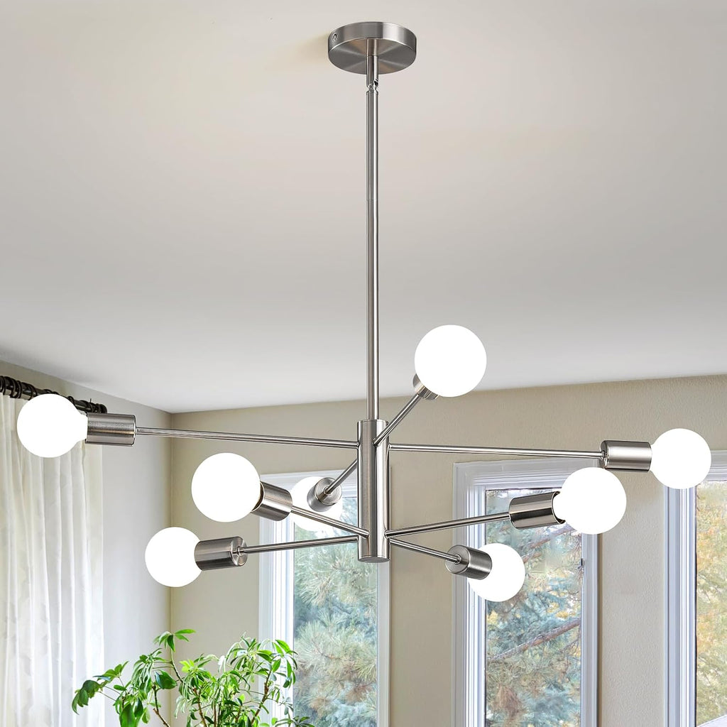 Modern Chandelier Ceiling Light Fixture Sputnik Chandeliers Gold and Black Farmhouse Chandelier Over Table 12-Light Height Adjustable Chandeliers for Dining Room, Living Room,Kitchen Island - Grand Goldman