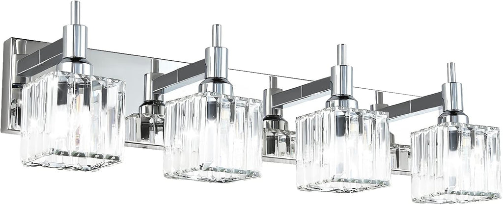 Modern Crystal Bathroom Vanity Light 3-Light Brass Wall Light Fixtures Over Mirror Black and Gold Vanity Lighting for Bathroom Square Shade Brass Wall Sconce - Grand Goldman