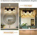 Modern Crystal Bathroom Vanity Light 3-Light Brass Wall Light Fixtures Over Mirror Black and Gold Vanity Lighting for Bathroom Square Shade Brass Wall Sconce - Grand Goldman