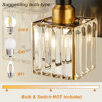 Modern Crystal Bathroom Vanity Light 3-Light Brass Wall Light Fixtures Over Mirror Black and Gold Vanity Lighting for Bathroom Square Shade Brass Wall Sconce - Grand Goldman