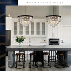 Modern Crystal Chandeliers 24" Round Top K9 Crystals Chandelier Adjustable Ceiling Light Fixture 4-Tier K9 Crystal Pendant Lamp 12-Light for Dinning Room Living Room Foyer - Grand Goldman