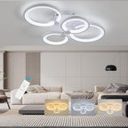Modern LED Ceiling Light,Dimmable Ceiling Lights for Bedroom,70W Flush Mount Ceiling Light,6 Rings Lighting Fixture LED Ceiling Lamp for Kitchen,Living Room,Laundry Room,3000-6000K,Black - Grand Goldman