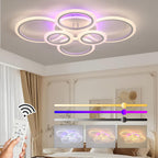 Modern LED Ceiling Light,Dimmable Ceiling Lights for Bedroom,70W Flush Mount Ceiling Light,6 Rings Lighting Fixture LED Ceiling Lamp for Kitchen,Living Room,Laundry Room,3000-6000K,Black - Grand Goldman