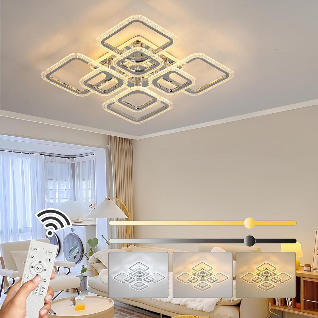 Modern LED Ceiling Light,Dimmable Ceiling Lights for Bedroom,70W Flush Mount Ceiling Light,6 Rings Lighting Fixture LED Ceiling Lamp for Kitchen,Living Room,Laundry Room,3000-6000K,Black - Grand Goldman