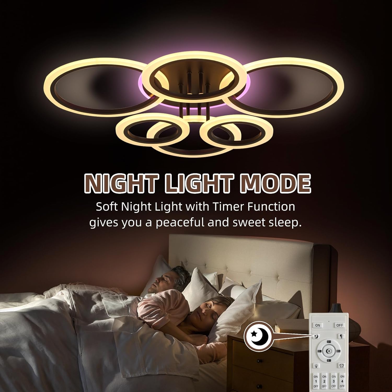 Modern LED Ceiling Light,Dimmable Ceiling Lights for Bedroom,70W Flush Mount Ceiling Light,6 Rings Lighting Fixture LED Ceiling Lamp for Kitchen,Living Room,Laundry Room,3000-6000K,Black - Grand Goldman