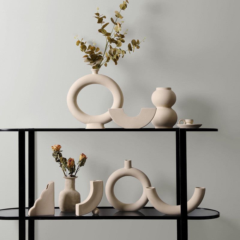 Modern Minimalist Ceramic Vase Flower Ornaments - Grand Goldman