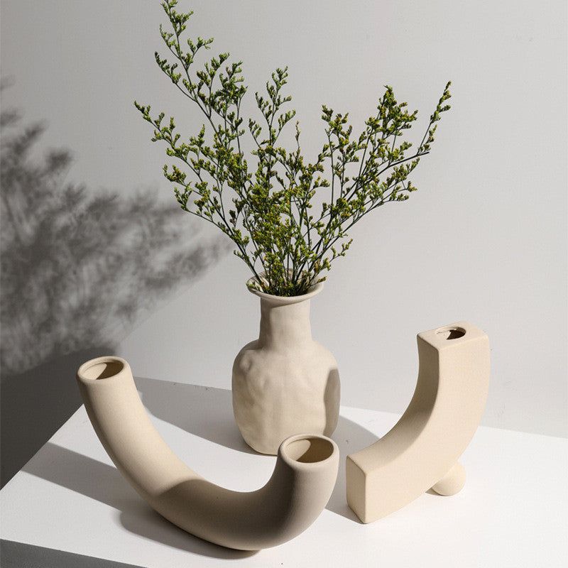 Modern Minimalist Ceramic Vase Flower Ornaments - Grand Goldman