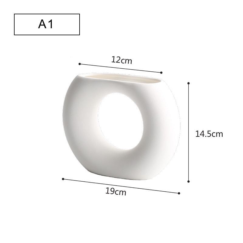 Modern Minimalist Ceramic Vase Flower Ornaments - Grand Goldman