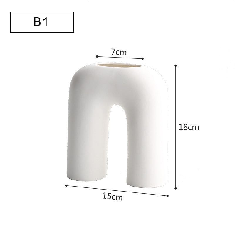 Modern Minimalist Ceramic Vase Flower Ornaments - Grand Goldman