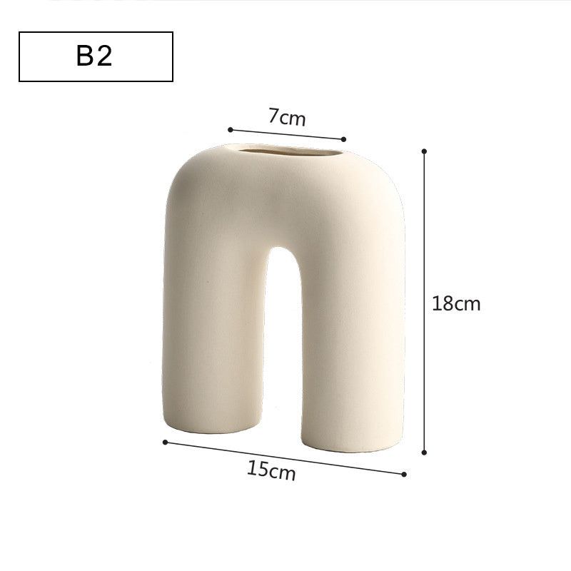 Modern Minimalist Ceramic Vase Flower Ornaments - Grand Goldman