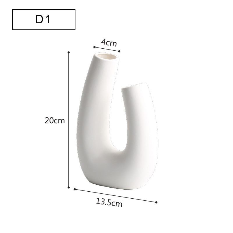 Modern Minimalist Ceramic Vase Flower Ornaments - Grand Goldman