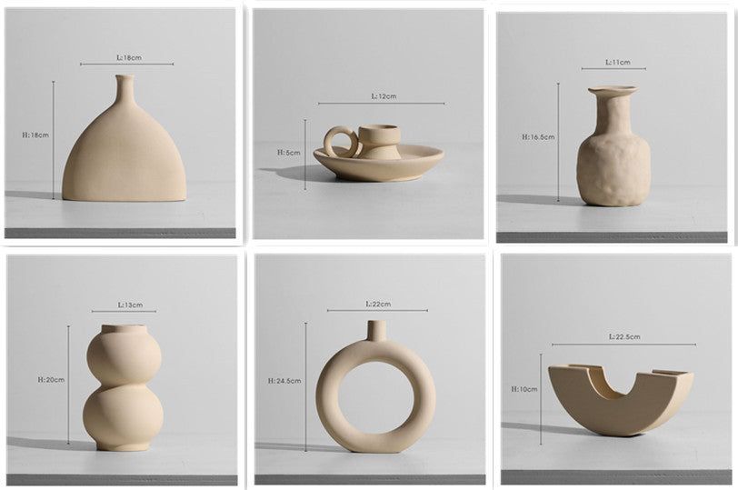 Modern Minimalist Ceramic Vase Flower Ornaments - Grand Goldman