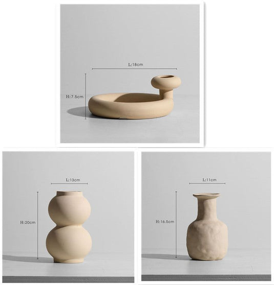 Modern Minimalist Ceramic Vase Flower Ornaments - Grand Goldman