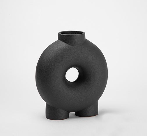 Modern New Chinese Style Black Retro Round Ceramic Vase Decoration - Grand Goldman