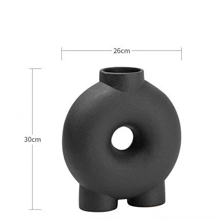 Modern New Chinese Style Black Retro Round Ceramic Vase Decoration - Grand Goldman