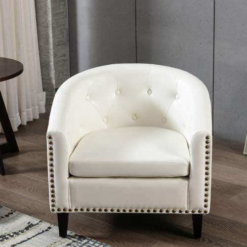 Modern PU Leather Tufted Barrel Chair, Sleek Tub Chair for Living Room, Bedroom, Premium Club Chair with Durable Design - Stylish and Comfortable Seating Upgrade - Grand Goldman