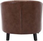 Modern PU Leather Tufted Barrel Chair, Sleek Tub Chair for Living Room, Bedroom, Premium Club Chair with Durable Design - Stylish and Comfortable Seating Upgrade - Grand Goldman