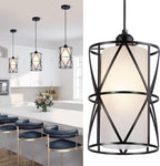 Modern Pendant Light with Frosted Glass, Brushed Nickel Hanging Kitchen Lights, Cylindrical Pendant Lights Kitchen Island, Kitchen Pendant Lighting Over Island, Foyer, Dining Room, Entryway - Grand Goldman