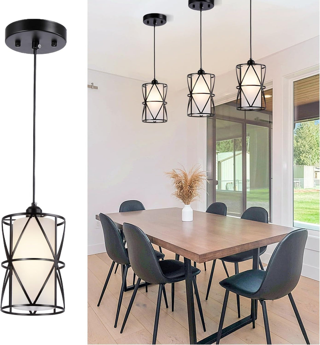 Modern Pendant Light with Frosted Glass, Brushed Nickel Hanging Kitchen Lights, Cylindrical Pendant Lights Kitchen Island, Kitchen Pendant Lighting Over Island, Foyer, Dining Room, Entryway - Grand Goldman