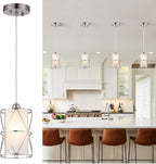 Modern Pendant Light with Frosted Glass, Brushed Nickel Hanging Kitchen Lights, Cylindrical Pendant Lights Kitchen Island, Kitchen Pendant Lighting Over Island, Foyer, Dining Room, Entryway - Grand Goldman