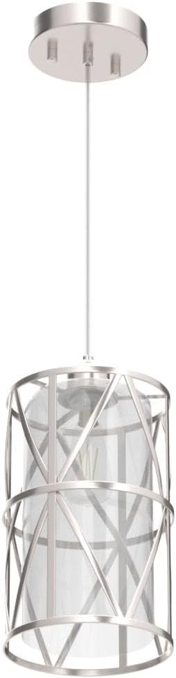 Modern Pendant Light with Frosted Glass, Brushed Nickel Hanging Kitchen Lights, Cylindrical Pendant Lights Kitchen Island, Kitchen Pendant Lighting Over Island, Foyer, Dining Room, Entryway - Grand Goldman