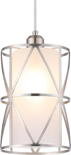 Modern Pendant Light with Frosted Glass, Brushed Nickel Hanging Kitchen Lights, Cylindrical Pendant Lights Kitchen Island, Kitchen Pendant Lighting Over Island, Foyer, Dining Room, Entryway - Grand Goldman