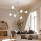 Modern Sputnik Chandelier, 6-Light Ceiling Light Fixture, Bedroom Light Fixture, Sputnik Lights Fixture for Living Room, Dining Room, Kitchen, Office, Foyer, Hallway (Brushed Nickel) - E26 Base - Grand Goldman