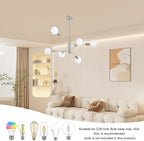 Modern Sputnik Chandelier, 6-Light Ceiling Light Fixture, Bedroom Light Fixture, Sputnik Lights Fixture for Living Room, Dining Room, Kitchen, Office, Foyer, Hallway (Brushed Nickel) - E26 Base - Grand Goldman