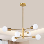 Modern Sputnik Chandelier, 6-Light Ceiling Light Fixture, Bedroom Light Fixture, Sputnik Lights Fixture for Living Room, Dining Room, Kitchen, Office, Foyer, Hallway (Brushed Nickel) - E26 Base - Grand Goldman