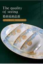 Modern luxury bowls and plates Jingdezhen ceramic tableware, gilt-edged bowls and plates set, household - Grand Goldman