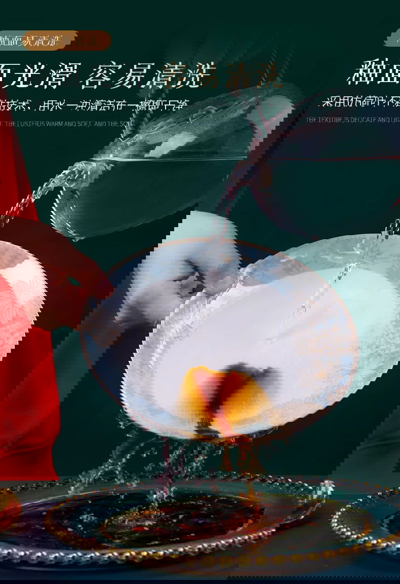 Modern luxury bowls and plates Jingdezhen ceramic tableware, gilt-edged bowls and plates set, household - Grand Goldman