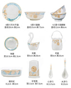 Modern luxury bowls and plates Jingdezhen ceramic tableware, gilt-edged bowls and plates set, household - Grand Goldman