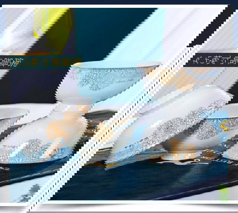 Modern luxury bowls and plates Jingdezhen ceramic tableware, gilt-edged bowls and plates set, household - Grand Goldman