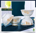 Modern luxury bowls and plates Jingdezhen ceramic tableware, gilt-edged bowls and plates set, household - Grand Goldman
